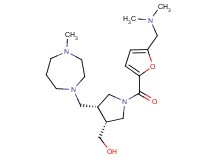 {(3R*,4R*)-1-{5-[(dimethylamino)methyl]-2-furoyl}-4-[(4-methyl-1,4-diazepan-1-yl)methyl]pyrrolidin-3-yl}methanol
