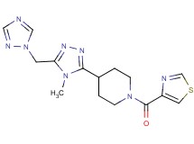 4-[4-methyl-5-(1H-1,2,4-triazol-1-ylmethyl)-4H-1,2,4-triazol-3-yl]-1-(1,3-thiazol-4-ylcarbonyl)piperidine