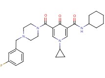 N-cyclohexyl-1-cyclopropyl-5-{[4-(3-fluorobenzyl)-1-piperazinyl]carbonyl}-4-oxo-1,4-dihydro-3-pyridinecarboxamide