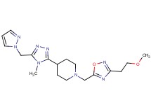 1-{[3-(2-methoxyethyl)-1,2,4-oxadiazol-5-yl]methyl}-4-[4-methyl-5-(1H-pyrazol-1-ylmethyl)-4H-1,2,4-triazol-3-yl]piperidine