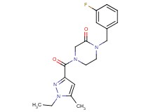 4-[(1-ethyl-5-methyl-1H-pyrazol-3-yl)carbonyl]-1-(3-fluorobenzyl)-2-piperazinone