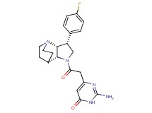 2-amino-6-{2-[(2R*,3R*,6R*)-3-(4-fluorophenyl)-1,5-diazatricyclo[5.2.2.0~2,6~]undec-5-yl]-2-oxoethyl}pyrimidin-4(3H)-one