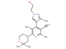 2-amino-6-(2,2-dimethyltetrahydro-2H-pyran-4-yl)-4-[1-(2-hydroxyethyl)-3-methyl-1H-pyrazol-4-yl]-5-methylnicotinonitrile