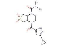 (4aR*,7aS*)-4-[(3-cyclopropyl-1H-pyrazol-5-yl)carbonyl]-N,N-dimethylhexahydrothieno[3,4-b]pyrazine-1(2H)-carboxamide 6,6-dioxide