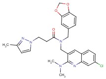 N-(1,3-benzodioxol-5-ylmethyl)-N-{[7-chloro-2-(dimethylamino)-3-quinolinyl]methyl}-3-(3-methyl-1H-pyrazol-1-yl)propanamide