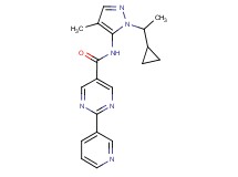 N-[1-(1-cyclopropylethyl)-4-methyl-1H-pyrazol-5-yl]-2-pyridin-3-ylpyrimidine-5-carboxamide
