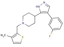 4-[4-(3-fluorophenyl)-1H-pyrazol-5-yl]-1-[(3-methyl-2-thienyl)methyl]piperidine