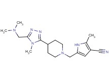 5-[(4-{5-[(dimethylamino)methyl]-4-methyl-4H-1,2,4-triazol-3-yl}piperidin-1-yl)methyl]-2-methyl-1H-pyrrole-3-carbonitrile
