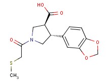 (3S*,4R*)-4-(1,3-benzodioxol-5-yl)-1-[(methylthio)acetyl]pyrrolidine-3-carboxylic acid