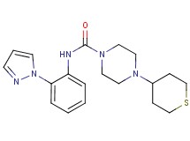 N-[2-(1H-pyrazol-1-yl)phenyl]-4-(tetrahydro-2H-thiopyran-4-yl)piperazine-1-carboxamide