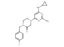 4-[2-amino-6-(cyclopropylamino)pyrimidin-4-yl]-1-(4-fluorobenzyl)piperazin-2-one
