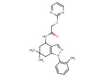 N-[6,6-dimethyl-1-(2-methylphenyl)-4,5,6,7-tetrahydro-1H-indazol-4-yl]-2-(2-pyrimidinylthio)acetamide