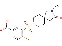 4-fluoro-3-[(2-methyl-3-oxo-2,8-diazaspiro[4.5]dec-8-yl)sulfonyl]benzoic acid
