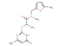 N-methyl-N-[(5-methyl-2-furyl)methyl]-2-[(4-methyl-6-oxo-1,6-dihydropyrimidin-2-yl)thio]propanamide