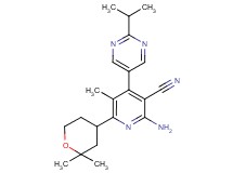 2-amino-6-(2,2-dimethyltetrahydro-2H-pyran-4-yl)-4-(2-isopropylpyrimidin-5-yl)-5-methylnicotinonitrile