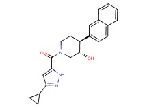 (3S*,4S*)-1-[(3-cyclopropyl-1H-pyrazol-5-yl)carbonyl]-4-(2-naphthyl)piperidin-3-ol