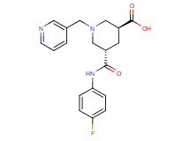 (3S*,5S*)-5-{[(4-fluorophenyl)amino]carbonyl}-1-(3-pyridinylmethyl)-3-piperidinecarboxylic acid