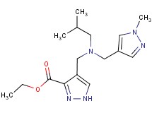 ethyl 4-({isobutyl[(1-methyl-1H-pyrazol-4-yl)methyl]amino}methyl)-1H-pyrazole-3-carboxylate