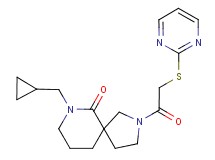 7-(cyclopropylmethyl)-2-[(pyrimidin-2-ylthio)acetyl]-2,7-diazaspiro[4.5]decan-6-one