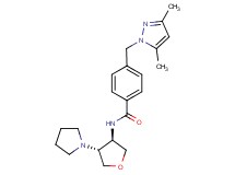 4-[(3,5-dimethyl-1H-pyrazol-1-yl)methyl]-N-[(3R*,4R*)-4-(1-pyrrolidinyl)tetrahydro-3-furanyl]benzamide