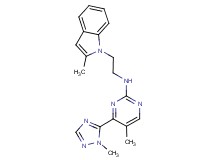 5-methyl-N-[2-(2-methyl-1H-indol-1-yl)ethyl]-4-(1-methyl-1H-1,2,4-triazol-5-yl)pyrimidin-2-amine