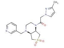(4aS*,7aR*)-1-[(3-methyl-1H-pyrazol-1-yl)acetyl]-4-(pyridin-3-ylmethyl)octahydrothieno[3,4-b]pyrazine 6,6-dioxide