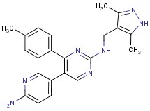5-(6-aminopyridin-3-yl)-N-[(3,5-dimethyl-1H-pyrazol-4-yl)methyl]-4-(4-methylphenyl)pyrimidin-2-amine