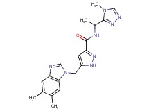 5-[(5,6-dimethyl-1H-benzimidazol-1-yl)methyl]-N-[1-(4-methyl-4H-1,2,4-triazol-3-yl)ethyl]-1H-pyrazole-3-carboxamide