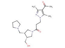 1-(1-{3-[(3R*,4R*)-3-(hydroxymethyl)-4-(pyrrolidin-1-ylmethyl)pyrrolidin-1-yl]-3-oxopropyl}-3,5-dimethyl-1H-pyrazol-4-yl)ethanone