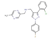 1-[3-(2-chlorophenyl)-1-(4-fluorophenyl)-1H-pyrazol-4-yl]-N-[(5-methyl-2-pyrazinyl)methyl]methanamine