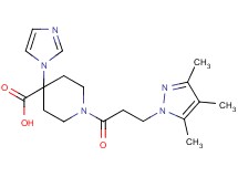 4-(1H-imidazol-1-yl)-1-[3-(3,4,5-trimethyl-1H-pyrazol-1-yl)propanoyl]piperidine-4-carboxylic acid