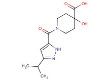 4-hydroxy-1-[(3-isopropyl-1H-pyrazol-5-yl)carbonyl]piperidine-4-carboxylic acid