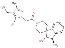 (2R*,3R*)-3-amino-1'-[(4-ethyl-3,5-dimethyl-1H-pyrazol-1-yl)acetyl]-2,3-dihydrospiro[indene-1,4'-piperidin]-2-ol