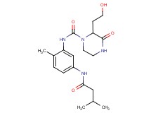 2-(2-hydroxyethyl)-N-{2-methyl-5-[(3-methylbutanoyl)amino]phenyl}-3-oxopiperazine-1-carboxamide