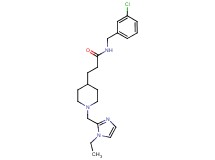 N-(3-chlorobenzyl)-3-{1-[(1-ethyl-1H-imidazol-2-yl)methyl]-4-piperidinyl}propanamide