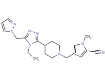 4-({4-[4-ethyl-5-(1H-pyrazol-1-ylmethyl)-4H-1,2,4-triazol-3-yl]piperidin-1-yl}methyl)-1-methyl-1H-pyrrole-2-carbonitrile
