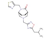(1S*,5R*)-3-[(5-isobutyl-1,2,4-oxadiazol-3-yl)methyl]-6-(1,3-thiazol-4-ylmethyl)-3,6-diazabicyclo[3.2.2]nonan-7-one