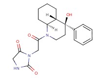 3-{2-[(4S*,4aS*,8aS*)-4-hydroxy-4-phenyloctahydro-1(2H)-quinolinyl]-2-oxoethyl}-2,4-imidazolidinedione