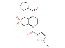 (4aR*,7aS*)-1-(cyclopentylcarbonyl)-4-[(1-methyl-1H-pyrazol-3-yl)carbonyl]octahydrothieno[3,4-b]pyrazine 6,6-dioxide