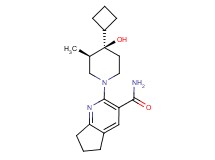 2-[(3R*,4R*)-4-cyclobutyl-4-hydroxy-3-methyl-1-piperidinyl]-6,7-dihydro-5H-cyclopenta[b]pyridine-3-carboxamide