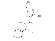 2-ethyl-N,4-dimethyl-N-(1-pyrimidin-4-ylethyl)-1,3-oxazole-5-carboxamide