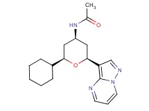 N-[(2R*,4R*,6S*)-2-cyclohexyl-6-pyrazolo[1,5-a]pyrimidin-3-yltetrahydro-2H-pyran-4-yl]acetamide