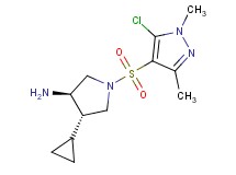 (3R*,4S*)-1-[(5-chloro-1,3-dimethyl-1H-pyrazol-4-yl)sulfonyl]-4-cyclopropylpyrrolidin-3-amine
