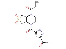 1-(5-{[(4aS*,7aR*)-6,6-dioxido-4-propionylhexahydrothieno[3,4-b]pyrazin-1(2H)-yl]carbonyl}-1H-pyrazol-3-yl)ethanone