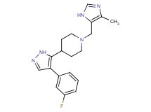 4-[4-(3-fluorophenyl)-1H-pyrazol-5-yl]-1-[(4-methyl-1H-imidazol-5-yl)methyl]piperidine