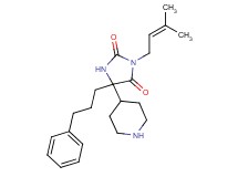 3-(3-methylbut-2-en-1-yl)-5-(3-phenylpropyl)-5-piperidin-4-ylimidazolidine-2,4-dione