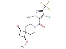 (1R*,3S*)-7-{[4-chloro-1-methyl-3-(trifluoromethyl)-1H-pyrazol-5-yl]carbonyl}-3-methoxy-7-azaspiro[3.5]nonan-1-ol