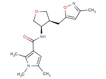 1,2,5-trimethyl-N-{(3R*,4S*)-4-[(3-methylisoxazol-5-yl)methyl]tetrahydrofuran-3-yl}-1H-pyrrole-3-carboxamide