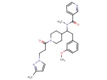 N-(2-(3-methoxyphenyl)-1-{1-[3-(3-methyl-1H-pyrazol-1-yl)propanoyl]-4-piperidinyl}ethyl)-N-methylnicotinamide