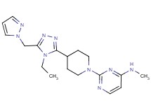 2-{4-[4-ethyl-5-(1H-pyrazol-1-ylmethyl)-4H-1,2,4-triazol-3-yl]piperidin-1-yl}-N-methylpyrimidin-4-amine